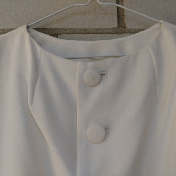 Vintage 60s Off-White Bolero Dress Jacket 42"B Rockabilly Formal Crepe Chiffon - Picture 6 of 10